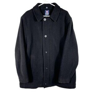Chaps Duane Wool Coat Mens Size XL Black Zip Button Inside Tie Wool Blend
